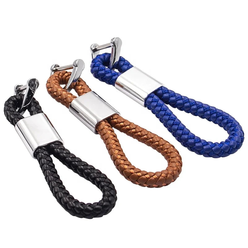 Leather Hand Woven Keychain Metal Key Rings Chains Best Gifts Car Key Holder for Mercedes Benz VW TOYOTA AUDI BMW Auto Keyrin