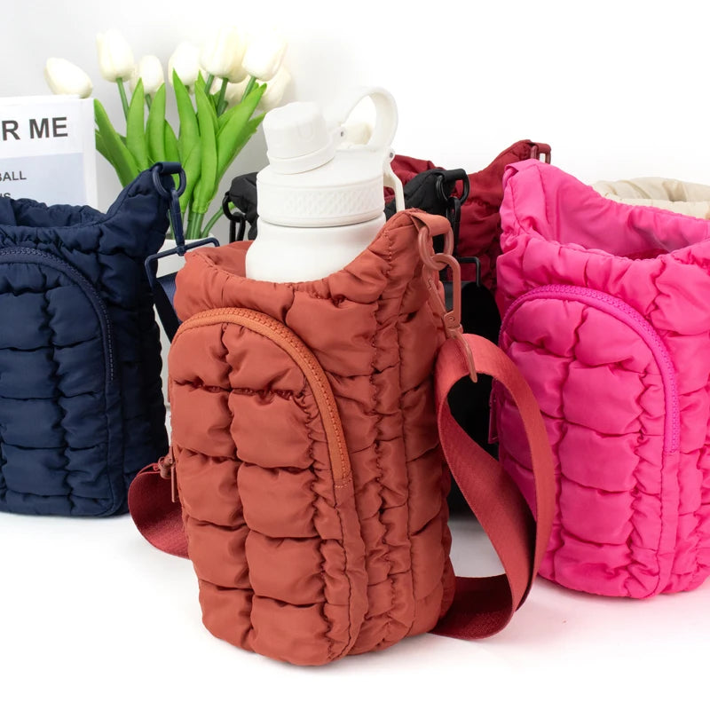 Wholesale Puffer Tote Bag for Water Bottle Factory Puffer Bag Crossbody Holder Custom Water Bottle Puffer Message Bag