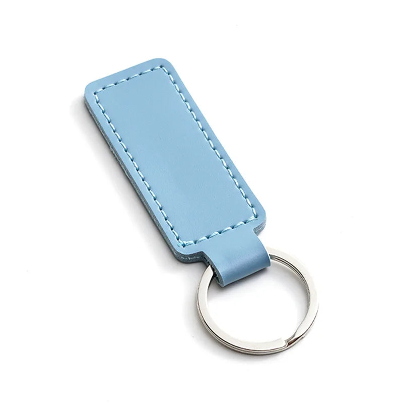 Wholesale Custom Logo Eco-friendly Colorful PU Leather Keychain DIY Durable Car Key Tag Leather Keyring Holder for Business G