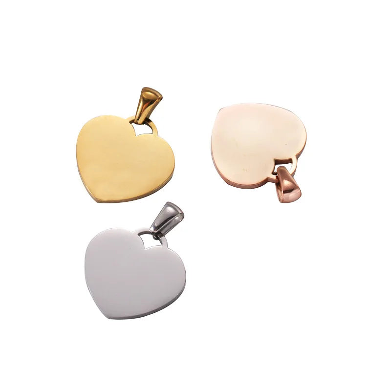 Factory Customization Personalized Mirror Polished Stainless Steel Hollow Pet Blank Label Heart Pendant Jewelry Wholesale
