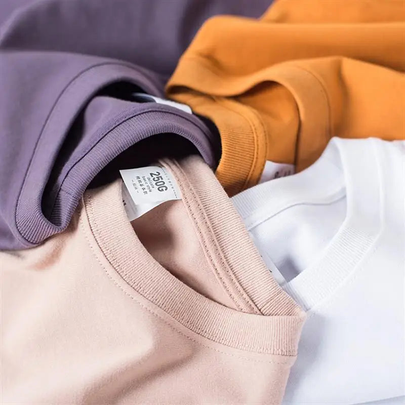 Wholesale 250G Heavyweight T-shirt Customized Design Oversized Tshirt Blank 100% Cotton Round Neck Men's