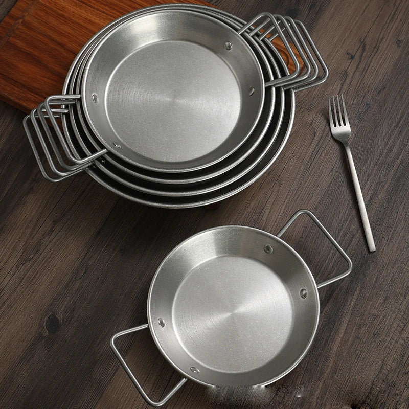 Hot Selling Stainless Steel Pot Restaurant Kitchenware Double Handle Non-Stick Paella Pan Frying Pan Korean Style for Cooking