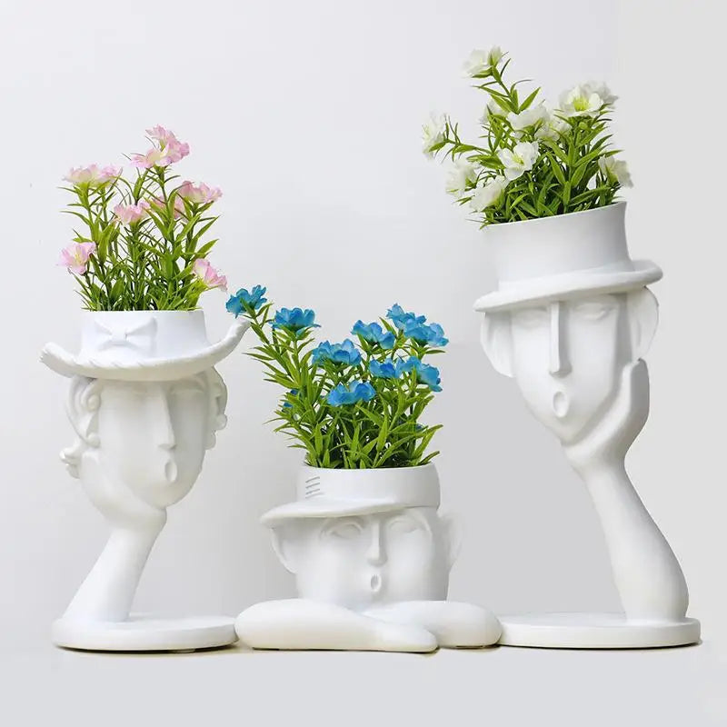 Creative Resin  Table Top  Flower Pot Balcony Gardening Succulent Green Planter Potted Container  Home Decor