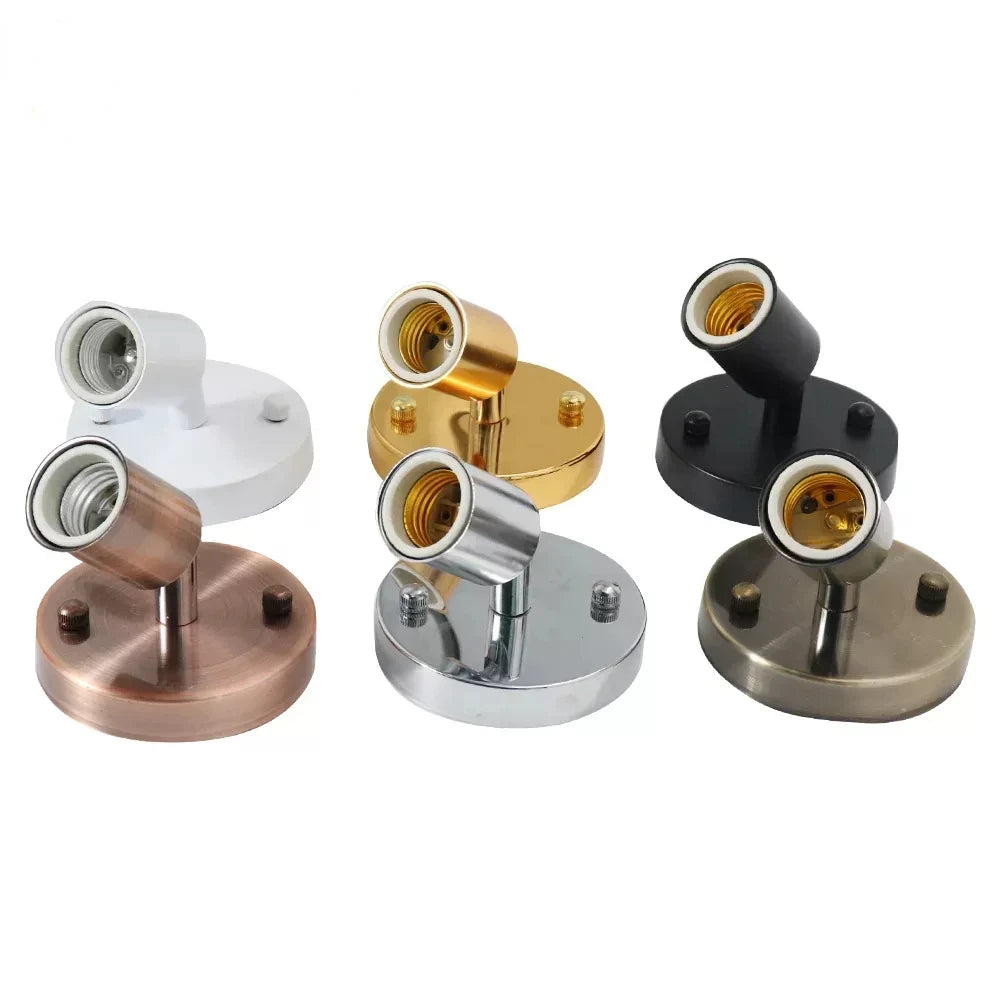 180 Degree Turn Lamp E27 Base Iron Screw Wall Lamp Holder Home Lighting Vintage Wall Lights Accessories Ceiling Holder