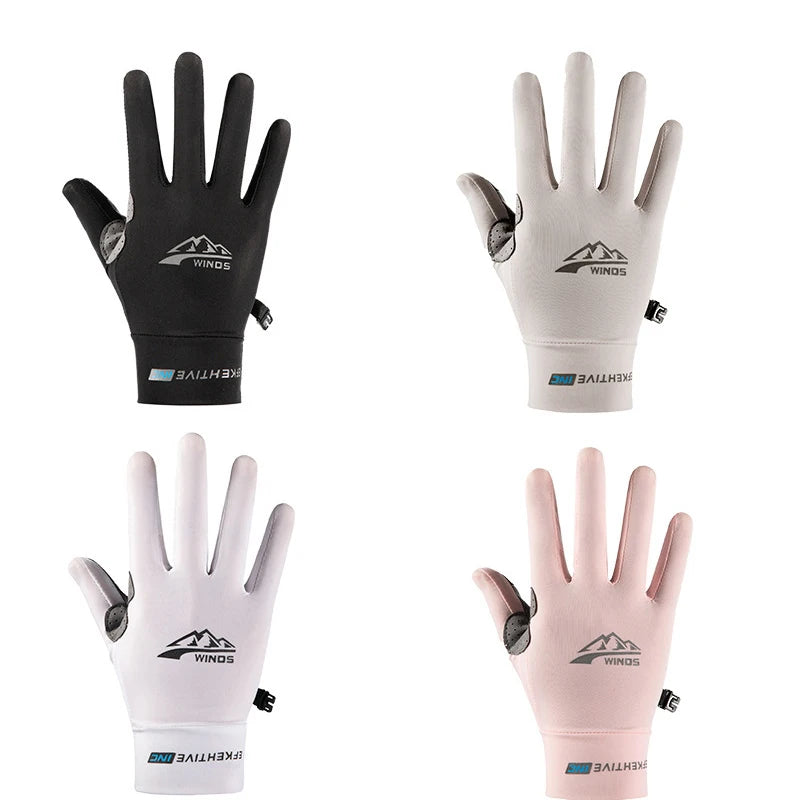 Ice Silk UV Protection Breathable Cycling Gloves Bicycle Tight Ventilate Full Finger Gloves