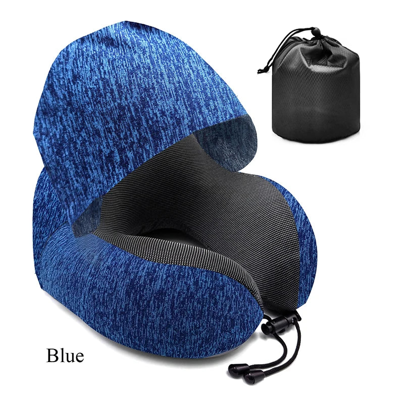 Head and Neck Support Travel Pillow with Hood Best Airplane Pillow Travel Accessories