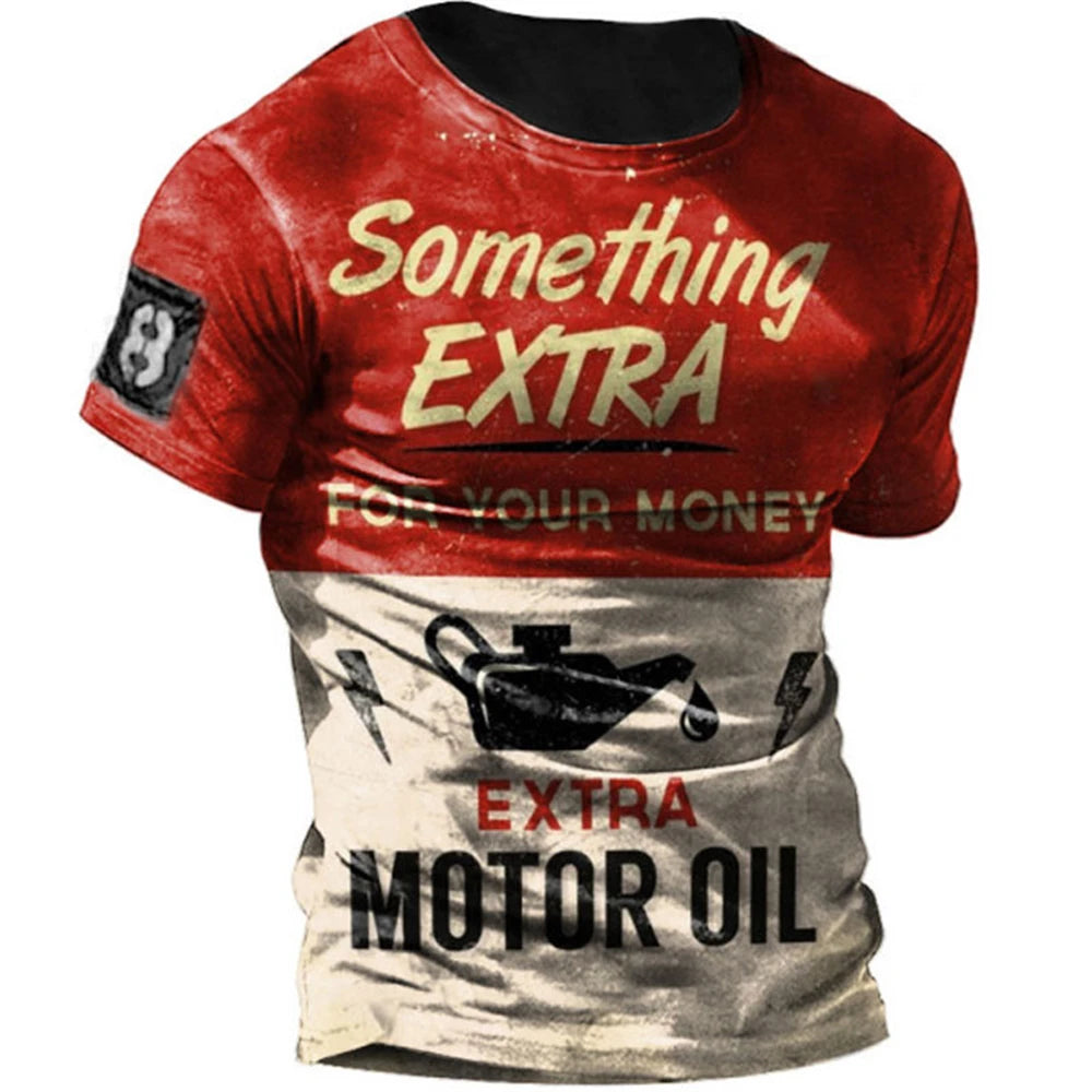 Men's Oversized Vintage Motorcycle 3D Printed T-Shirt Casual Short Sleeve O-Neck Sweatshirt Top Logo Pattern Loose Fit Clothi