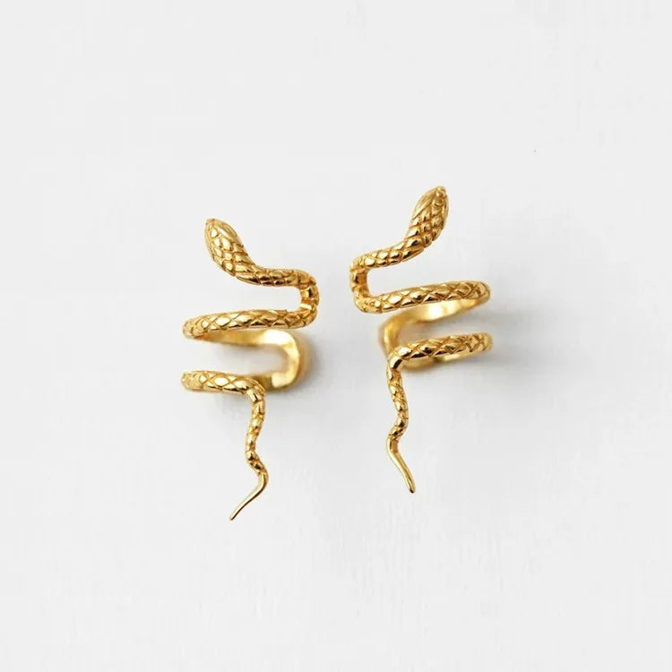 Dainty Snake Jewelry 925 Sterling Silver Gold Plated Snake Ear Cuff Climber Earrings Wholesale