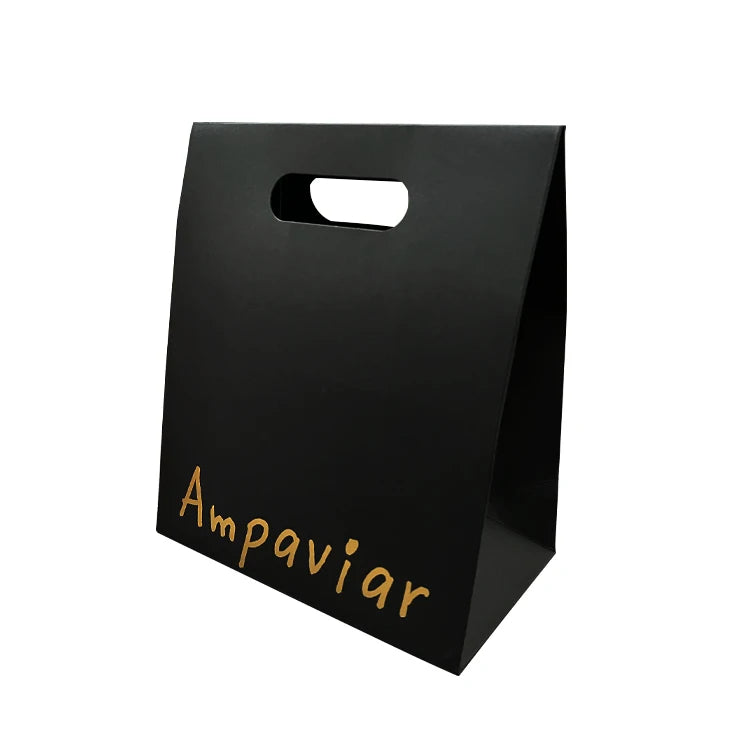 Hot Sale Good Price Luxury Matte Black Kraft Paper Gold Stamping Embossing Gift Shopping Packing Bag