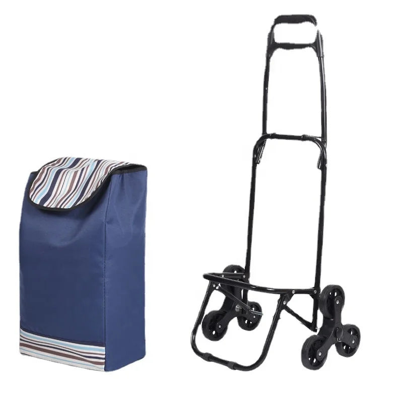 Upgrade Foldable Metal Frame Shopping Trolley Cart with Wheels Carry on Luggage for Groceries