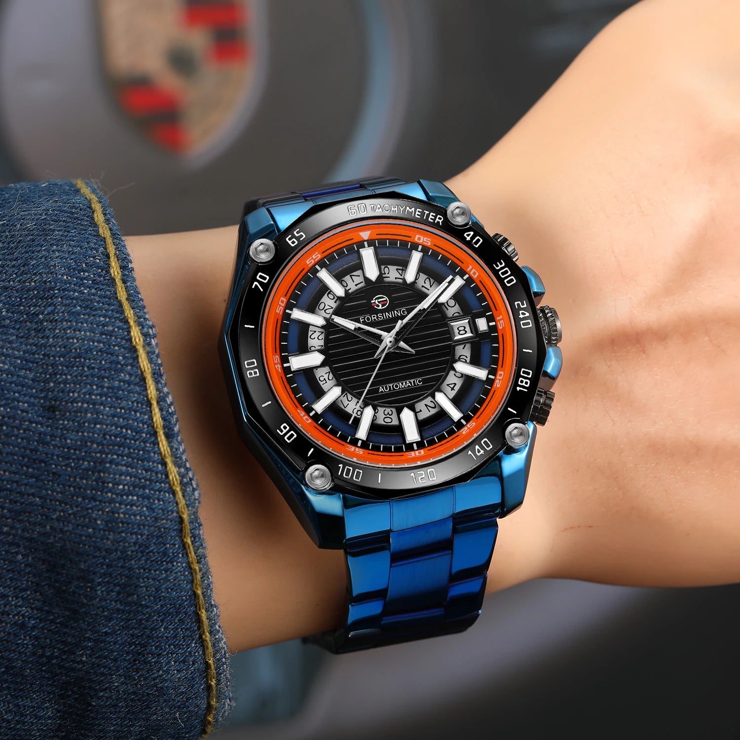 Fast Shipping Hot Selling Stainless Steel Bracelet Watches Gift Automatic Skeleton Luminous Mechanical Watch Forsining for Me