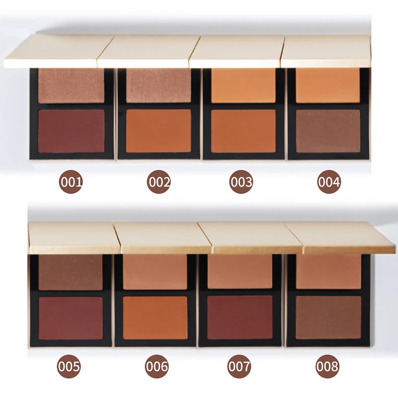 Private Label Natural Moisturizing High Pigmented 8 Colors Highlight Bronzer Contour Pressed Powder Palette 2 in 1 Concealer