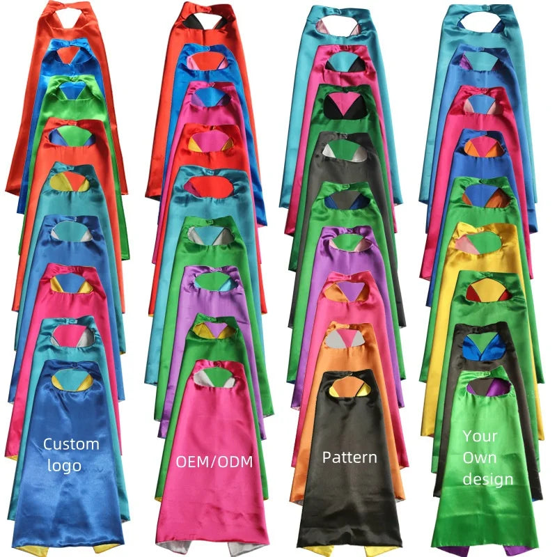 Custom Offset Print Outdoor Reversible Capes for Kids Adult Double Side Capes Cartoon Family Dress up Holiday Party
