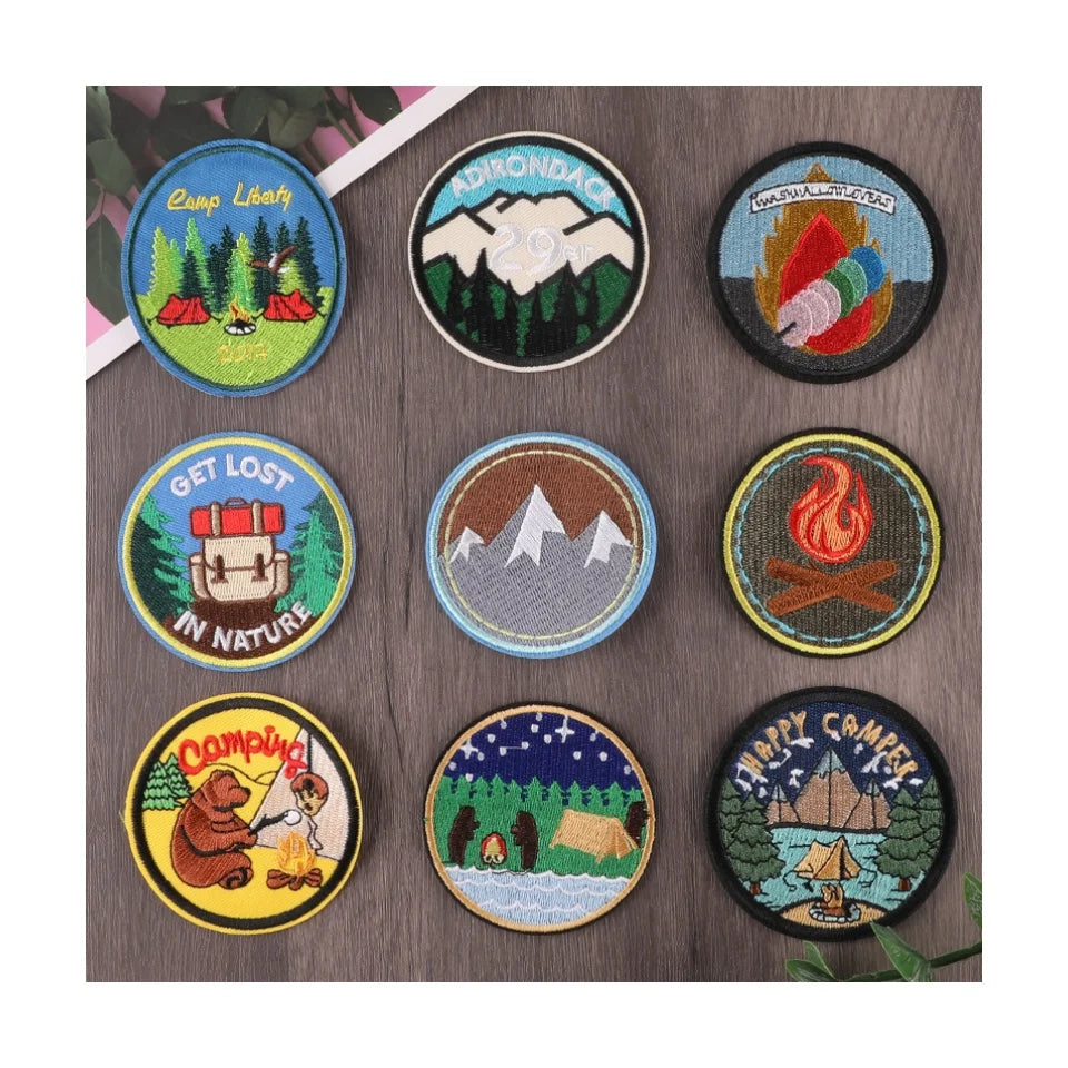 Custom Embroidery 100% Polyester Denim Patches 3M Adhesive Patch DIY Fashion for Clothing Hats Bags CZ007