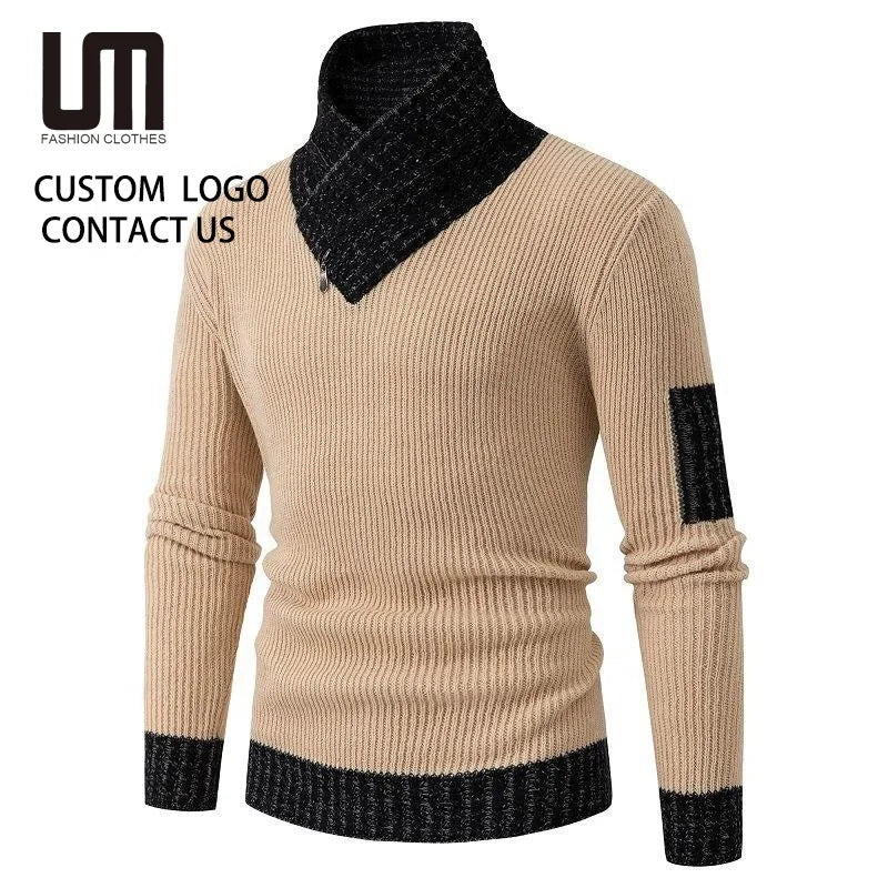OEM Wholesale Cheap Winter Fashion Style Men Hot Product Warm Knitted Turtleneck Thick Sweaters