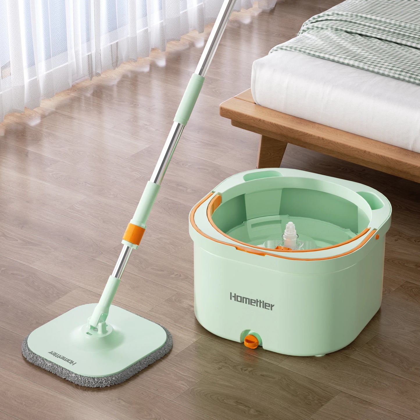 2025 New Household Microfiber Mopping Flat Spray Mop 360 Magic Automatic with Steel Pole Refill Water & Dust for Cleaning Flo