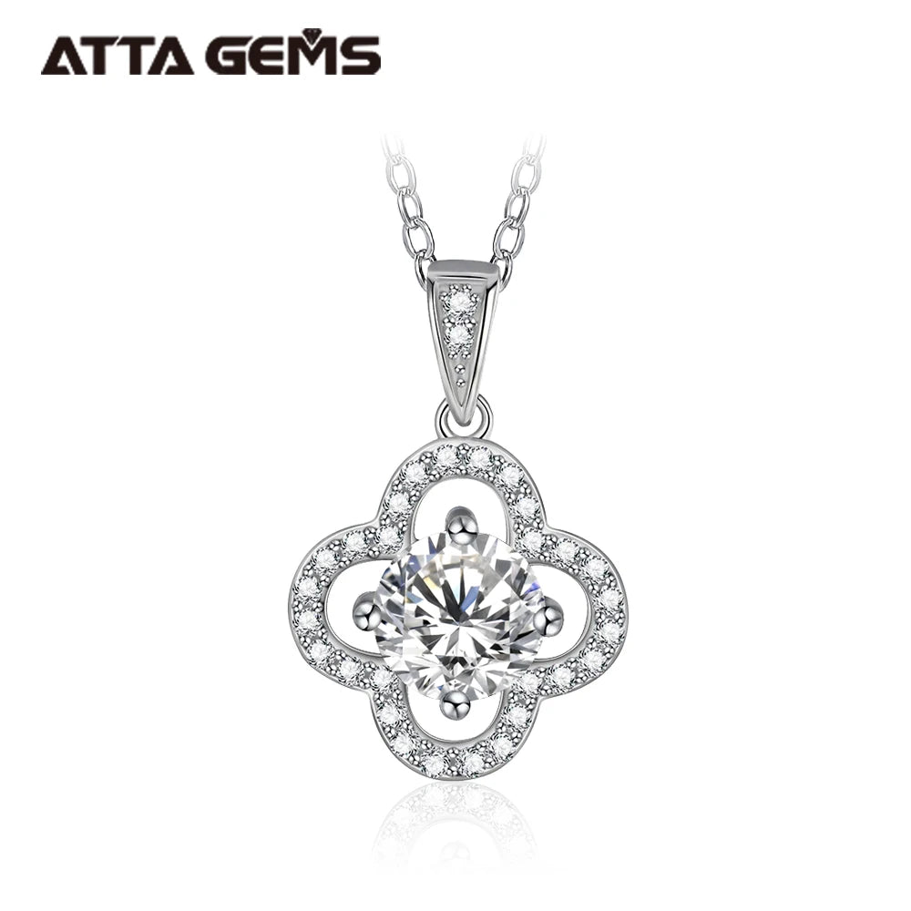 Hot Sell Women Luxury 1ct 6.5mm D Color VVS Moissanite Flower Shape Pendant 925 Sterling Silver Necklace Pendant