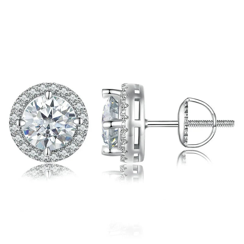 Find Jewelry Luxury Designer Inspired Small Earring VVS Moissanite Diamond Stud Earring 925 Sterling Silver for Men Women Cut