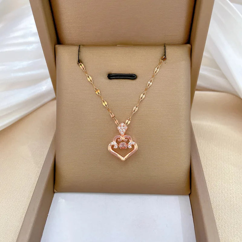 Fashion Titanium Steel Gorgeous Diamond Necklace for Women Collar Chain Stainless Steel Jewelry Charm