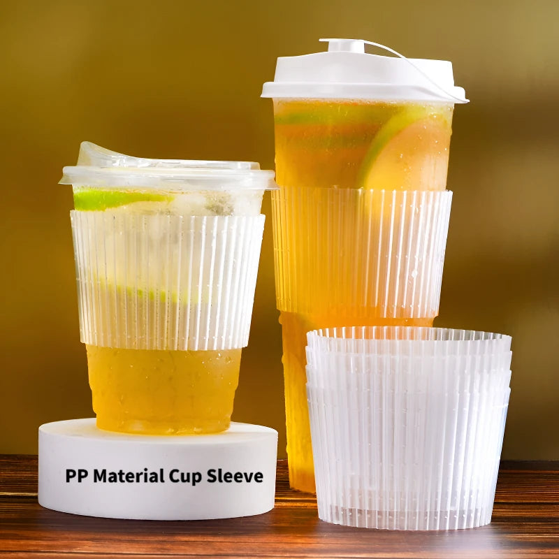 High Quality Disposable Clear Heat Resistant Plastic Cup Holder Sleeve Injection Molded PP Material for Hot Coffee Tea Drinks
