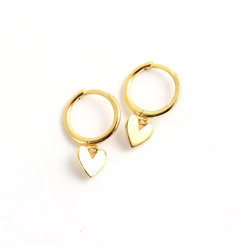 925 Sterling Silver 18K Gold Plated Heart Huggie Hoop Earrings with Zircon for Parties and Gifts