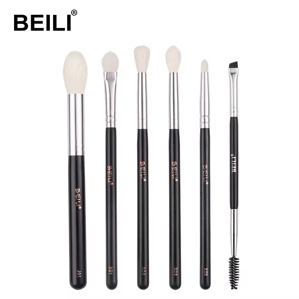 BEILI Professional Hot Sale Goat Hair Nature Hair Black Wooden Durable Eyebrow Pencil Makeup Brush Set Eyeshadow Brushes Cust