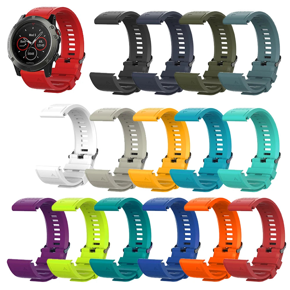 20 22 26mm Replacement Silicone Watchband Garmin Fenix 6 Pro 5 5X Plus 3HR Fenix7 Fenix7X Quick Release Easyfit Wrist 7 Color