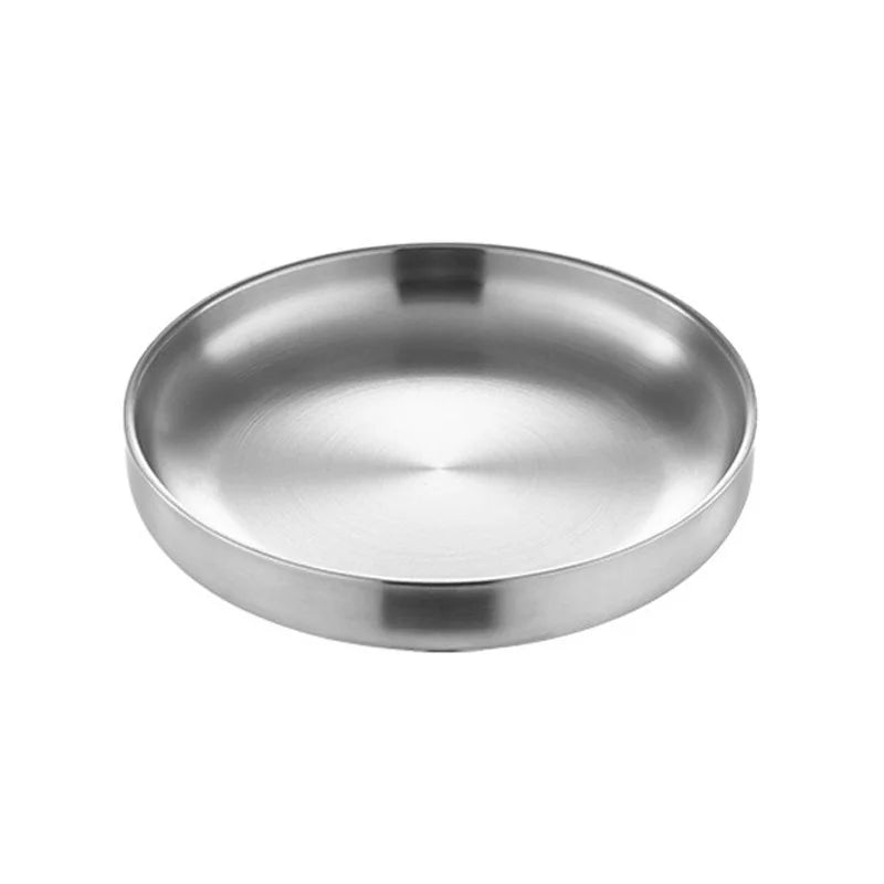Dish Plate for Restaurant Hotel Round Dinner Bowl Stainless Steel Food Serving Tray