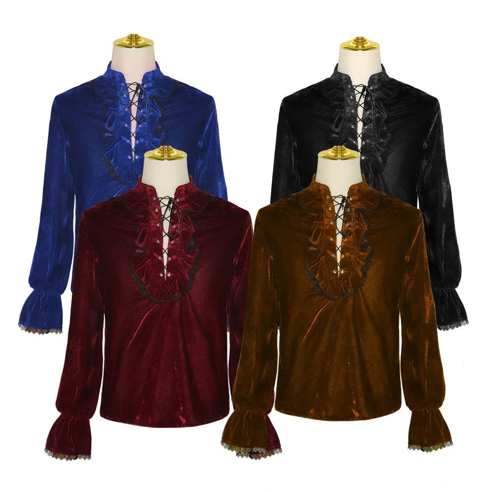 Baige Mens Pirate Shirt Renaissance Victorian Costume Medieval Gothic Shirt