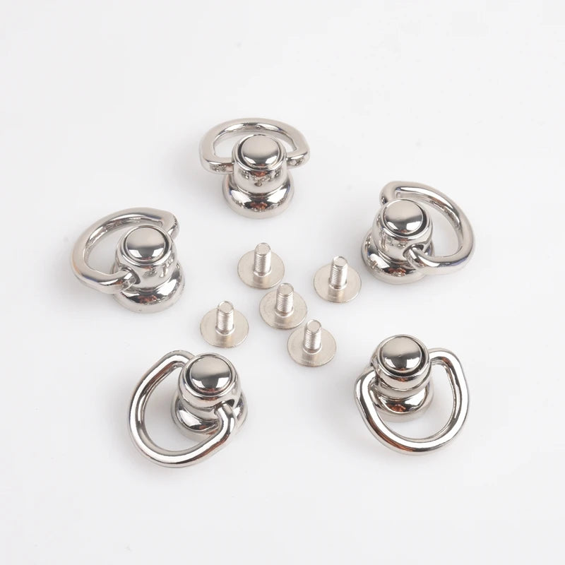 360 Degree Rotatable Metal Handbag Screw Back Nail Button Rivet With Ring