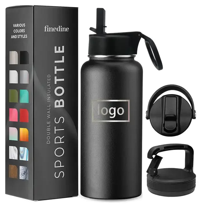 Portable 32oz/64oz Insulated Stainless Steel Water Bottle 2L Water Jug Vacuum Flask 3 Lids Sports Camping Quality Metal Drink