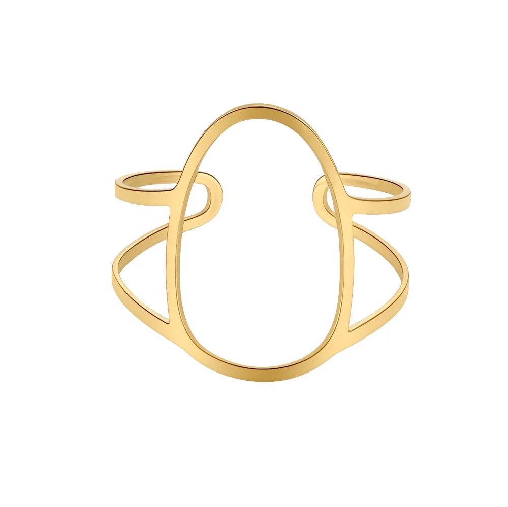 Original Design 18K Gold Plated Stainless Steel Jewelry Fingertip Ring Gold Color Nail Rings for Women Accessories Rings R214