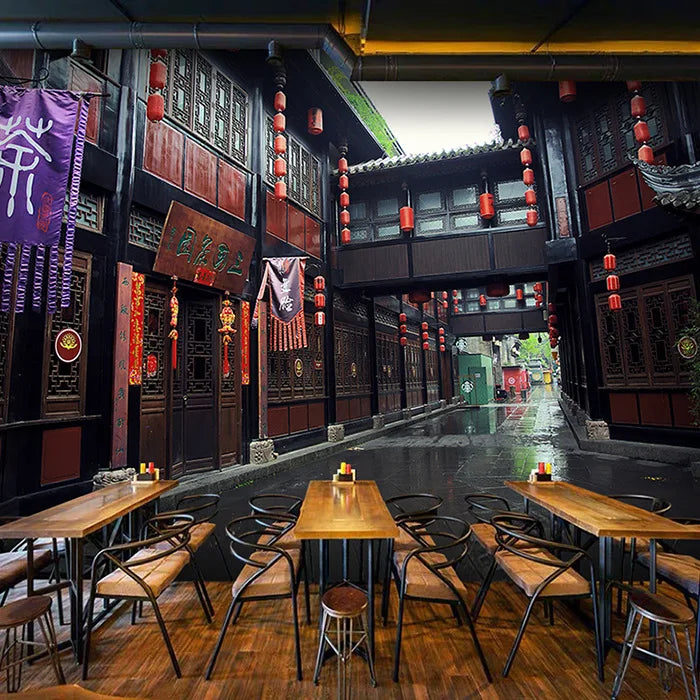 5d Retro Nostalgic Chinese Architectural Wallpaper Mural Restaurant Hotel Hot Pot Restaurant Restaurant Hot Pot Wallpaper