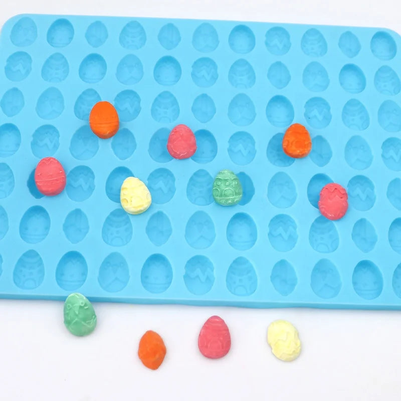 1172 Hot Sell Easter System Silicone Chocolate Mould with Different Egg Shape 77 Hole Soft Sweet Candy Mold Reused Holiday Us