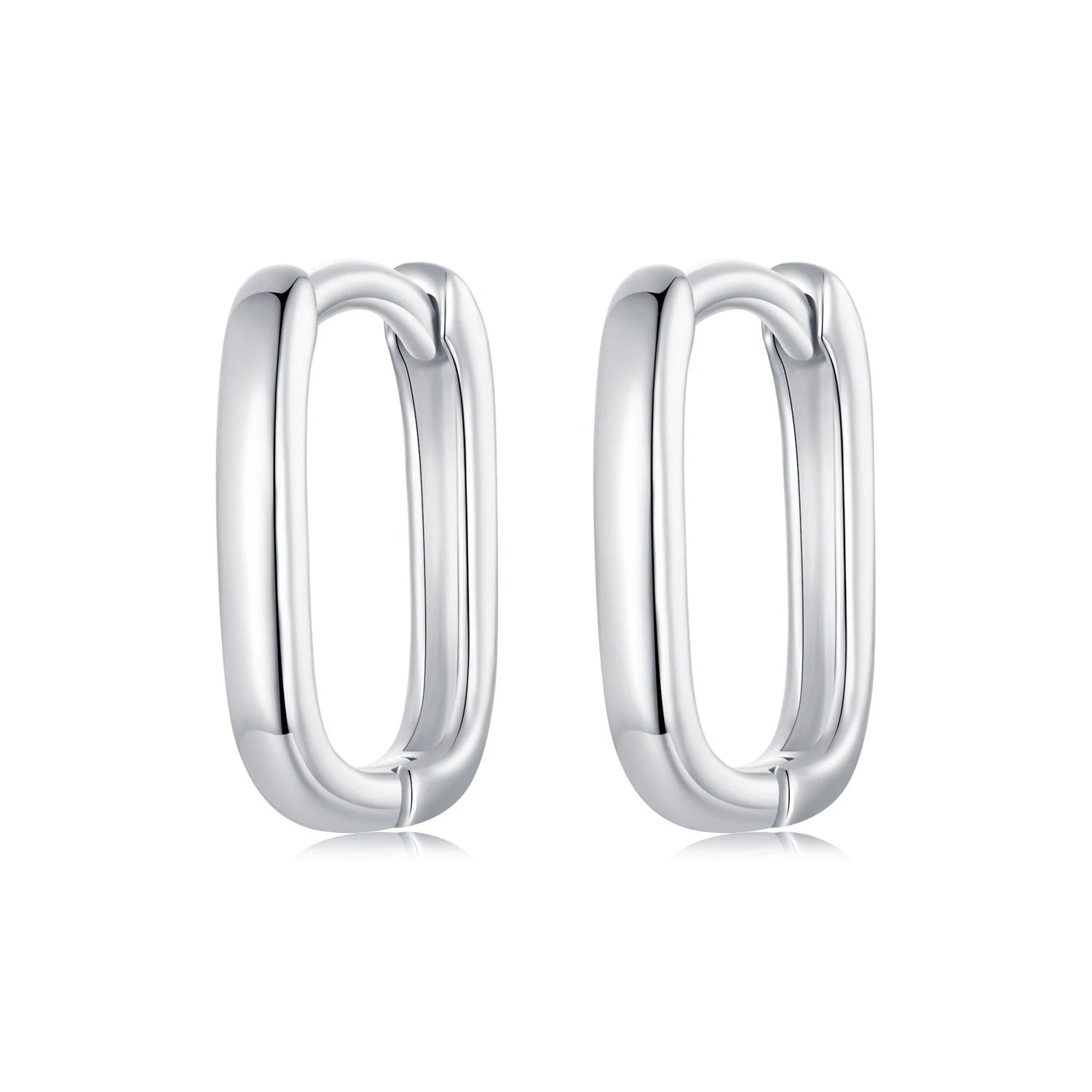 925 Sterling Silver Square-shaped Earring Buckles Ear Studs OL Style for Women Girl Party Gift 8mm Hoop Earrings Jewelry SCE1
