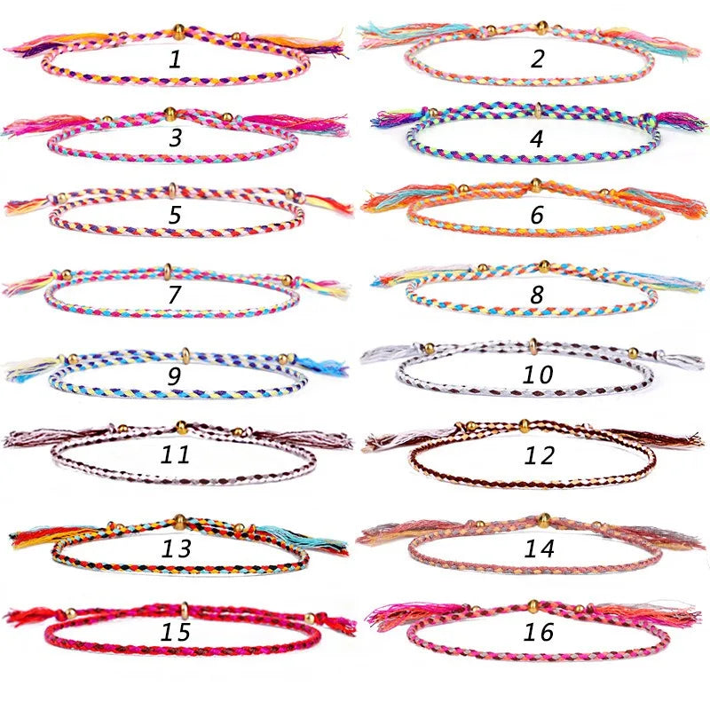 Hot Sale Decoration Jewelry Hand Made Cotton Rope Copper Beaded Tassel Adjustable Idol Bracelet Fashion Modern Trendy Jewelry
