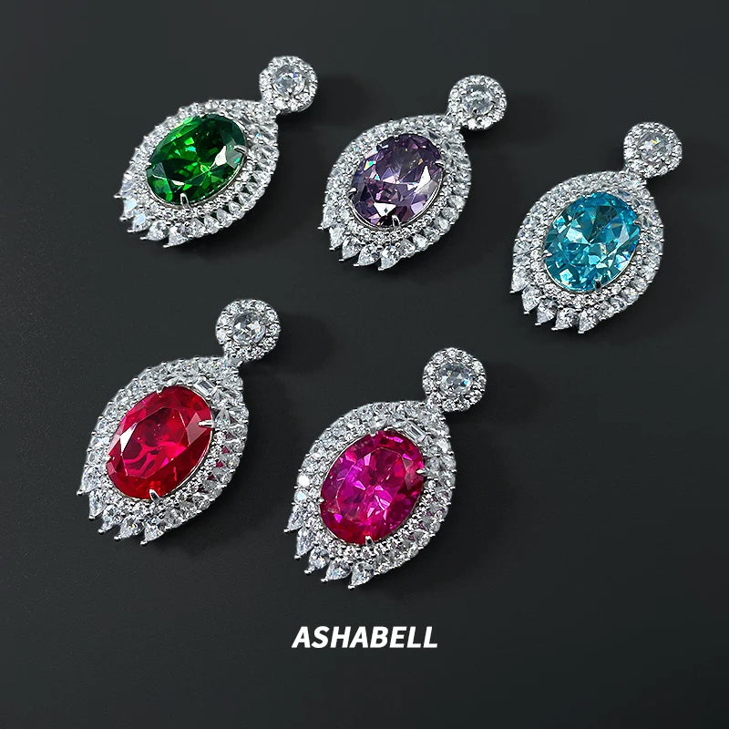 Wholesale Luxury Colored Gemstone Jewelry 925 Sterling Silver Gold Plated Vintage Oval Shape Pendant Necklace for Women
