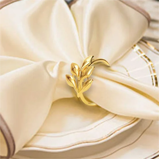 Leaf Napkin Rings Metal Gold Napkin Holder Table Napkin Rings for Dinning Table Christmas Thanksgiving Birthday Party Decorat