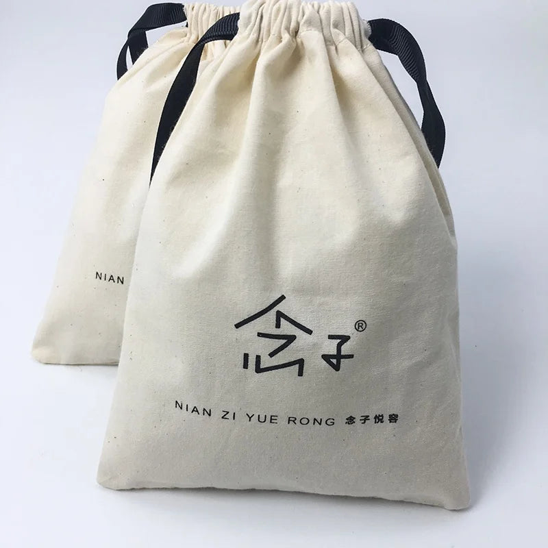 Recycled Custom Personalized Logo Gift Packaging Cosmetic Cotton Drawstring Dust Pouch