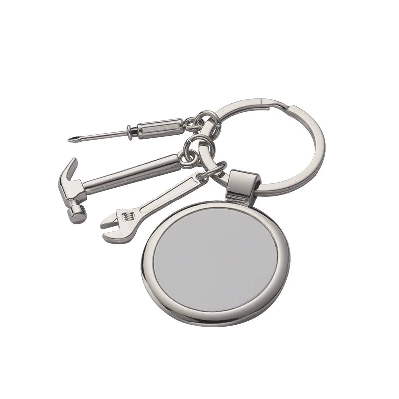 Hot Sales Blank Sublimation Round Tool Keychains Hammer Screwdriver Wrench Keychain Personalization Father's Day Gifts