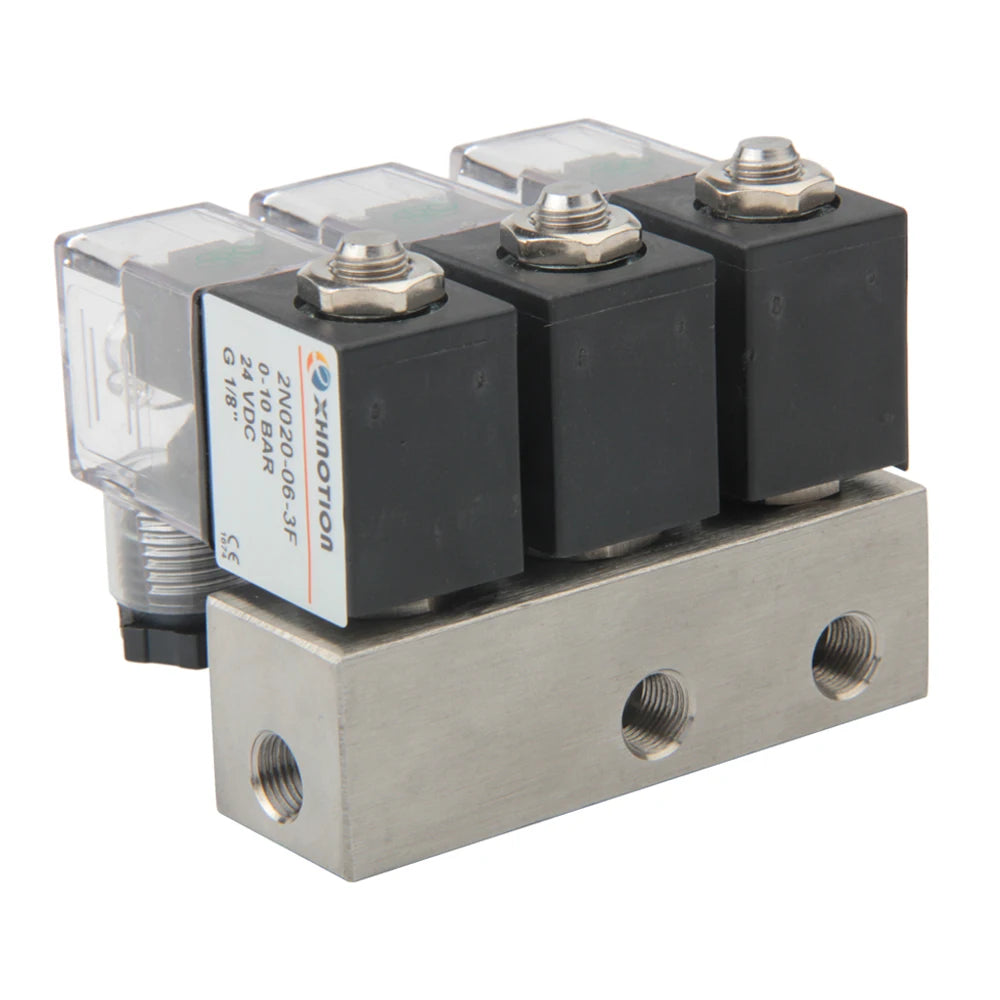 Plastic 3 Row Manifold Control Solenoid Valve CE Certified Normal Open OEM for Air/Water/Oil Applications