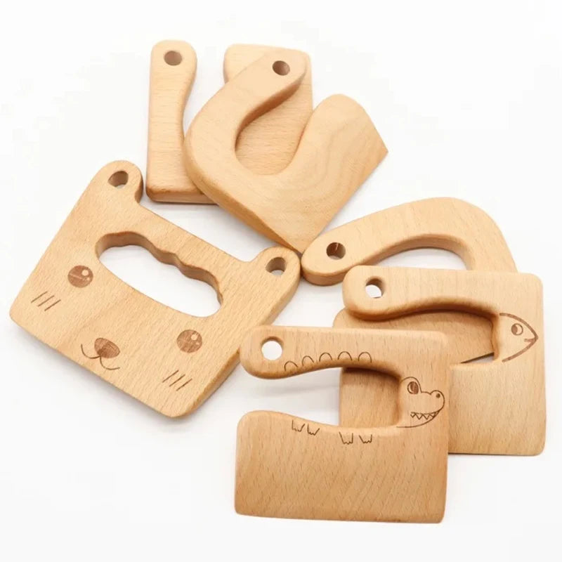 Wooden Knife Kids Cooking Toys Safe Knives Cutting Fruit Vegetable Chopper Kitchen Toy Children's Kitchen Tools