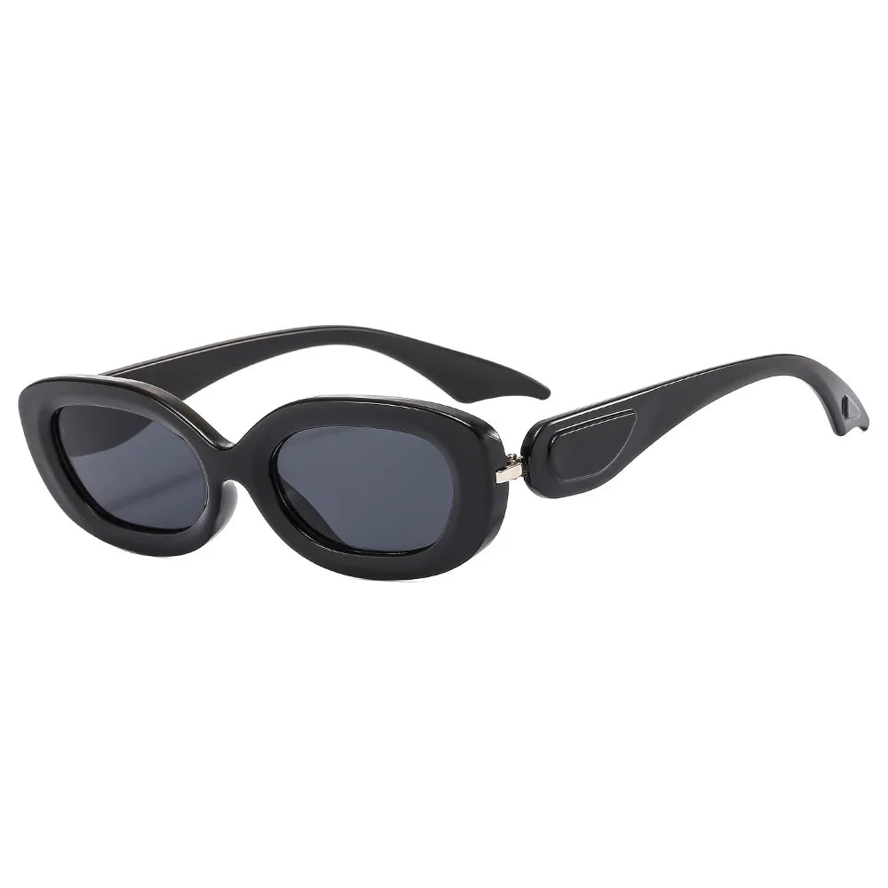 2023 Newollision Modern Sunglasses UV400 Protection Small Oval Frame Fashionable Hip Hop Style Uniseximest Logo Lens Metal PC