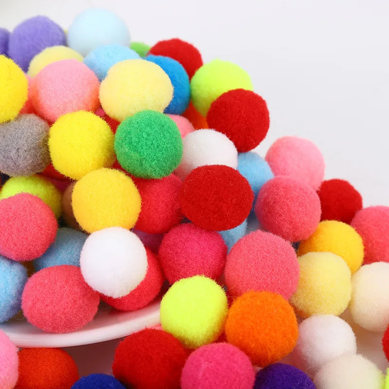 25mm Fluffy Soft Ball Colored High Elastic Ball DIY Polyester 2.5cm Pom Poms Plush Ball for Shoes and Hat Accessories
