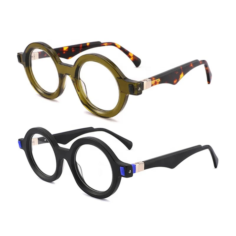 Hot Sale Vintage Niche Style Optical European American Star Retro Acetate Plain Glasses Unisex Black Green Reading Glasses 88