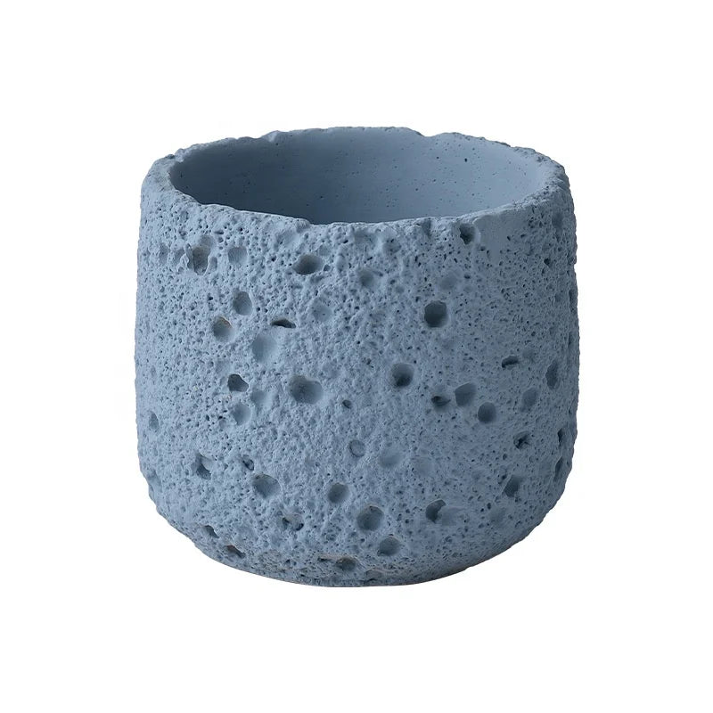 Custom Wholesale Nordic Matte Scented Candles Holder Embossed Empty Cement Candle Container Colorful Concrete Candle Jar