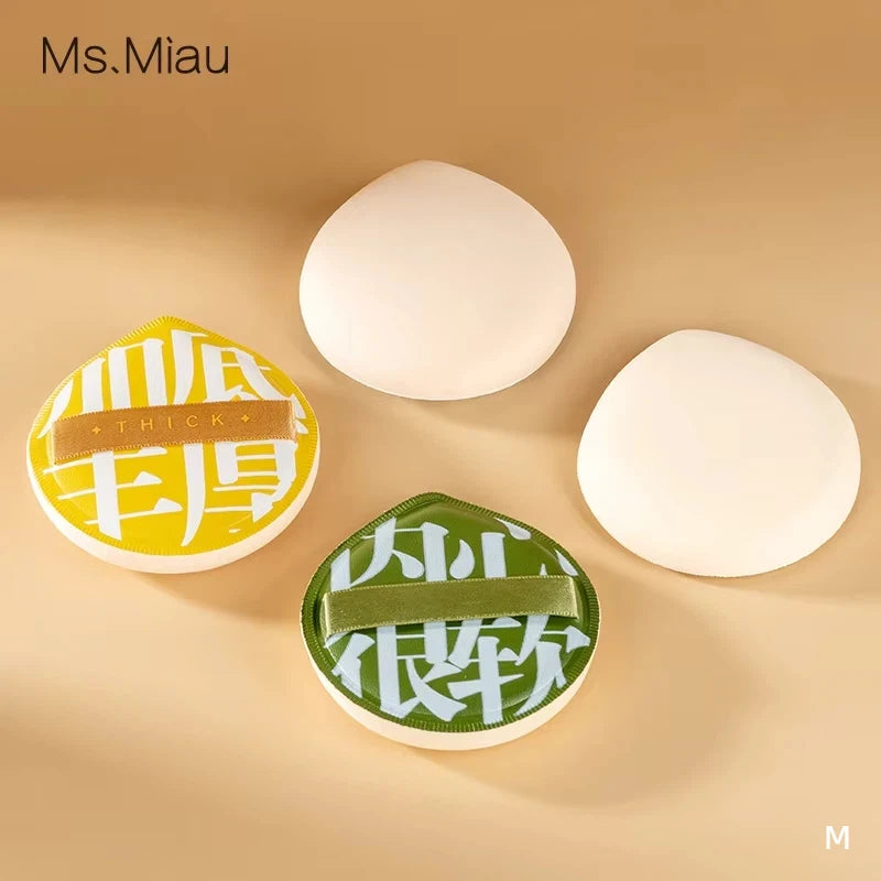 Eco Friendly Yellow Thick Round Triangle Pattern Loose Powder Sponge Makeup Puff Soft with Handle Washable Private Label
