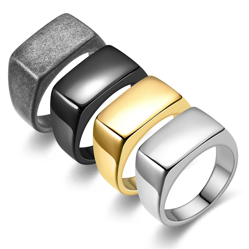 Men's Wholesale Personalized Custom Logo Engraved Ring Stainless Steel Gold Plated Arrow Shape Geometric Simple Ring