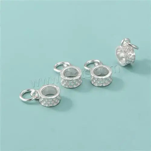 DIY 925 Sterling Silver Hollow Donut Bail Beads for Jewelry Making Silver Color 6.8x9.3mm Hole:Approx 4mm 1604565