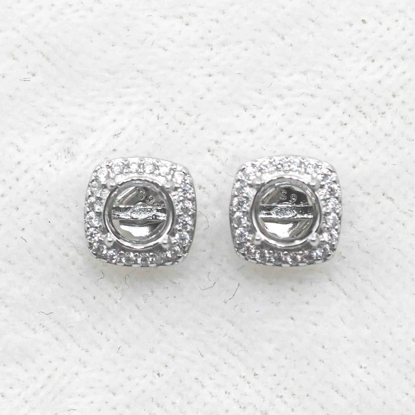 Sterling Silver 4mm/5mm Semi Mount Stud Earrings Empty Frame Support Blank Setting S925 Base Without Center Stone for DIY Inl